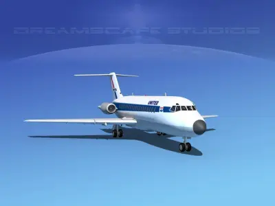 Douglas DC-9-15 United 1 3D model