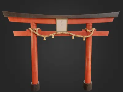Japanese Gate Red Torii Low poly VR AR Low-poly 3D model