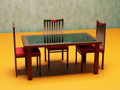Dinning Table Set 3D Model Free 3D model