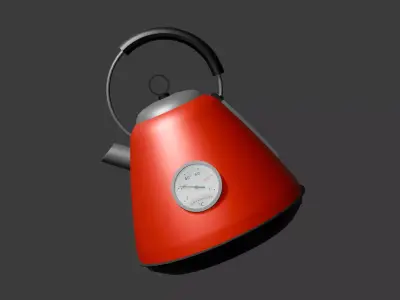 Red Kettle Low-poly 3D model