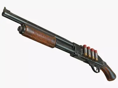 Short shotgun Low-poly 3D model