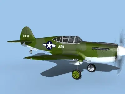 Curtiss P-40F Warhawk V04 USAAF 3D model