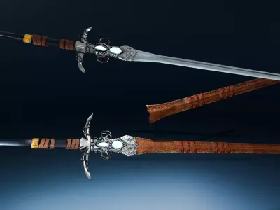 Royal Sword PBR Game-Ready Low-poly 3D model Low-poly 3D model