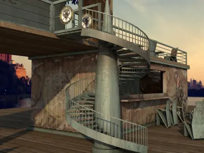 US Military Cafe Design Low-poly 3D model