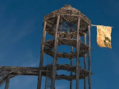 Watch Tower and Bridge Low-poly 3D model