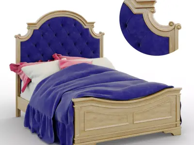 Magnolia Manor Antique White Queen Upholstered Panel Bed 3D model