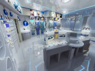 Mobile Phone Shop Interior 01 Low-poly 3D model