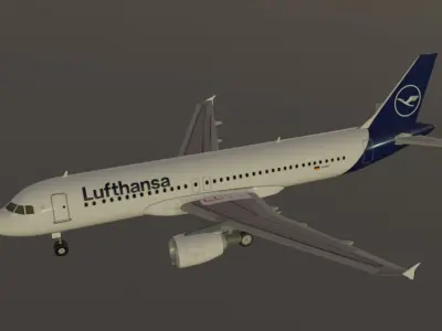 Lufthansa airbus a320-214 low poly 3d model  Low-poly 3D model