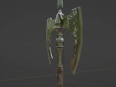 Double Medieval Axe - Medieval weapons 3D model