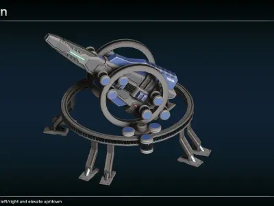 Scifi Modular Turrets II Low-poly 3D model