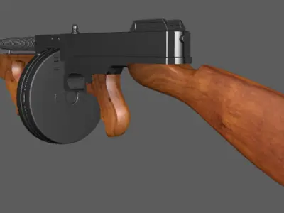 Tommy Gun 3D model Low-poly 3D model