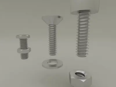 bolts and nuts collection 3D model