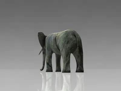Angkor stone elephant Low-poly 3D model