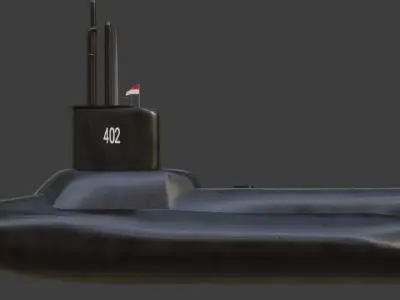 Submarine KRI Nanggala 402 Low-poly 3D model