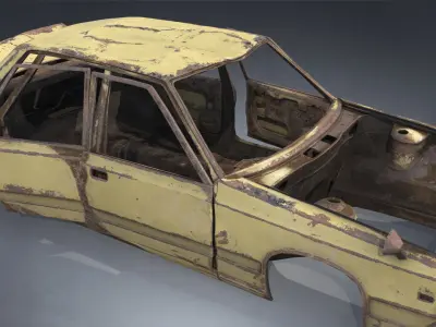 Abandoned Rusty Car PBR 3D model