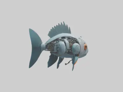 Robot version of a fish model Low-poly 3D model