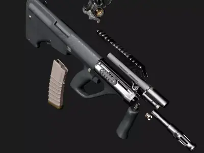 Steyr AUG A3 M1 with Aimpoint CompM4 Low Poly Weapon Low-poly 3D model