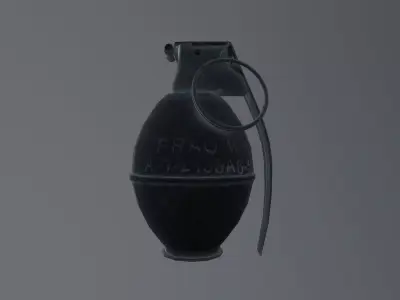 Black M26 Hand Grenade 3D Model FBX LowPoly Low-poly 3D model
