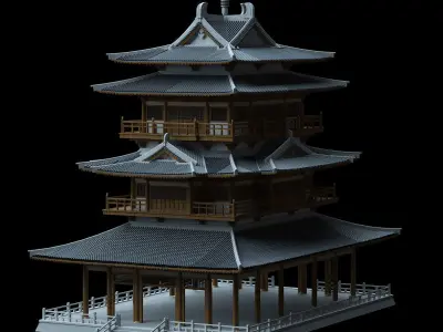 Ancient Chinese Architecture 01 3D model