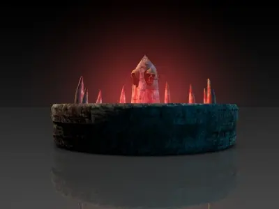 Blood fountain with skulls animated Low-poly 3D model