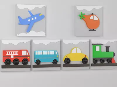 Wood Kids Wall Decor transport 3D model