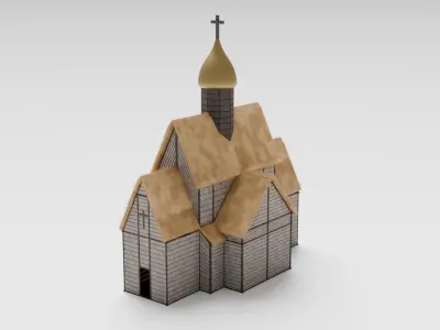 Slavic Church Low-poly 3D model
