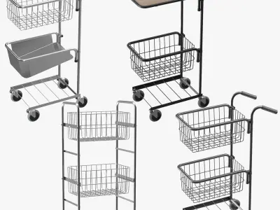 Mini Trolleys with Baskets Collection 3D model