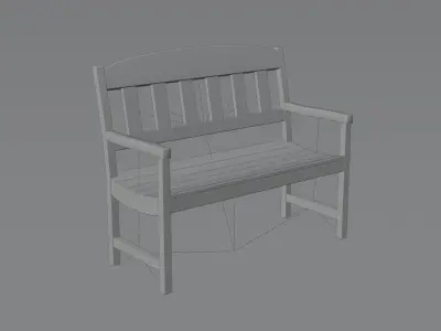 Outdoor Wood Bench 3D model