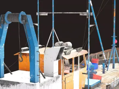 Old Fishing Boat Low Poly 3D Model Low-poly 3D model