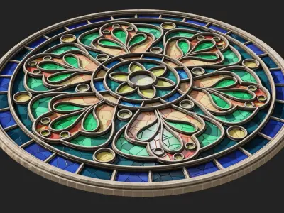 Round Gothic Rose Window 3D Model 3D model