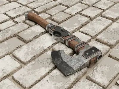 Shotgun-Axe Low-poly 3D model