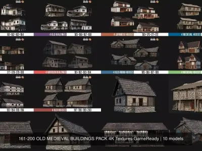 161-200 OLD MEDIEVAL BUILDINGS PACK 4K Textures GameReady 3D Model Collection