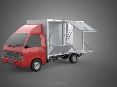 EMPTY SHIPMENT CUBE VAN BOX TRUCK PICKUP VEHICLE TRANSPORT CAR 3D model