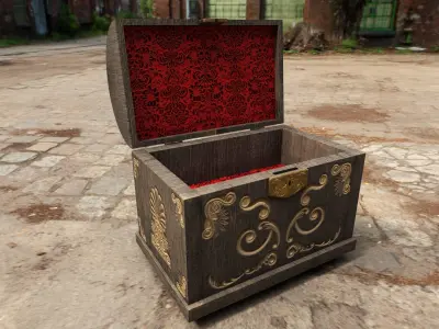 Medieval chest with ornaments Free low-poly 3D model