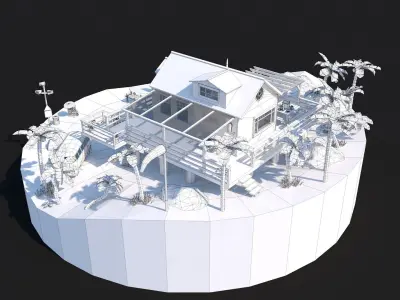 Beach House Island Props Collection - Game Ready Low Poly Low-poly 3D model