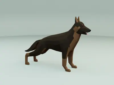 Low Poly German Shepherd Dog Low-poly 3D model