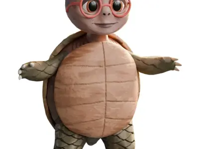 Turtle Teacher in Tucks Green Heart Low-poly 3D model