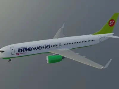 S7 Airlines Boeing 737-800 low poly 3D model  Low-poly 3D model