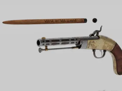 OB 00 03 vampire hunter auxiliary pistol with grappling hook Low-poly 3D model