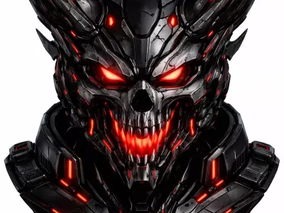 Infernal Cyber Demon Skull Mech Helmet 3D model