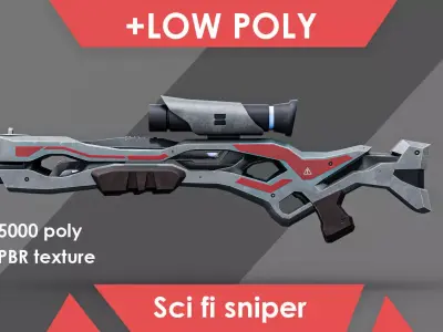 Low Poly Sci-Fi Sniper Rifle Low-poly 3D model