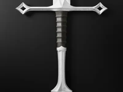 Two-handed sword plus old texture and sheath 3D model