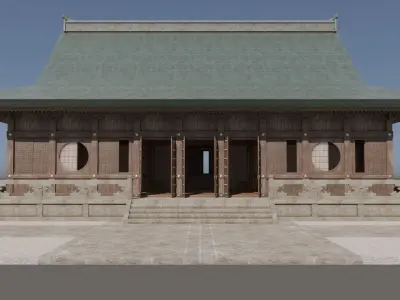 Japanese Modular Temple 3 Low-poly 3D model
