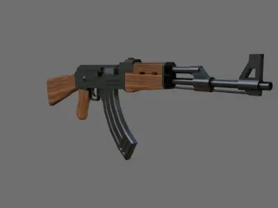 AK-47 Rifle Dark wood - Machinegun - Fuzil - Metralhadora Low-poly 3D model
