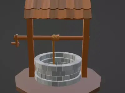 Waterwell wooden water well 3D model