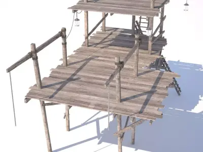 Old wooden scaffolding 3D model