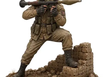 Desert RPG Gunner STL Modern Warfare Miniature Model 3D print model