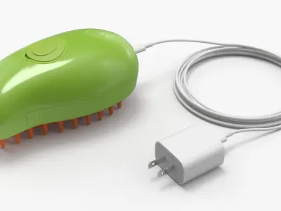 Pet Grooming Steam Brush with Charger Green 3D model