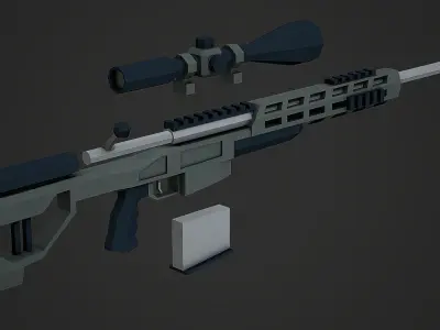 Stylized Orsis T-5000 Sniper Low Poly Mobile Ready Low-poly 3D model