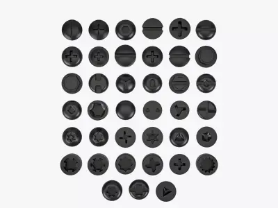 Screw Heads Mega Collection Low-poly 3D model